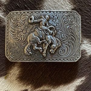 Silver Novona rodeo belt buckle - heavy weight -3-1/2 oz in weight